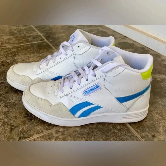 Reebok high top blue white and green sneakers - Picture 2 of 6